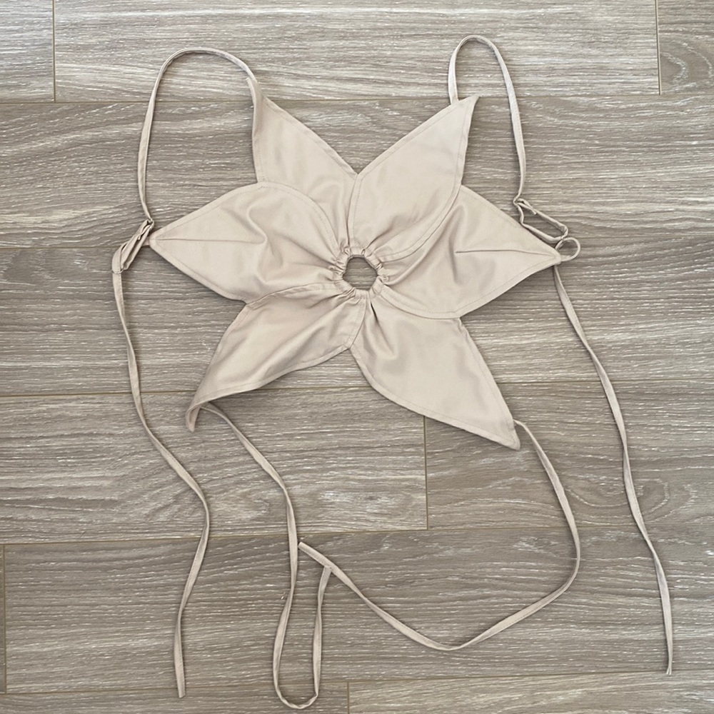 UO Vegan Leather Flower Crop Top